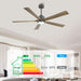 60 in. Modern Ceiling Fan with Light and Remote, Quiet Ceiling Fans with Lights for Kitchen Dining Living Room, 5 Wood Blades Ceiling Fan-8-ErisView