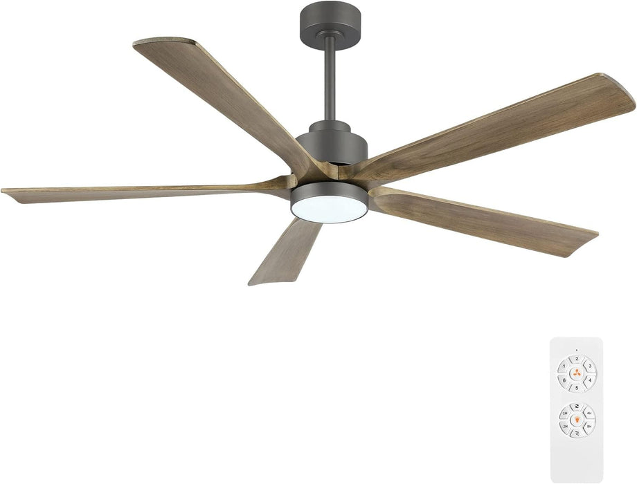 60 in. Modern Ceiling Fan with Light and Remote, Quiet Ceiling Fans with Lights for Kitchen Dining Living Room, 5 Wood Blades Ceiling Fan-1-ErisView