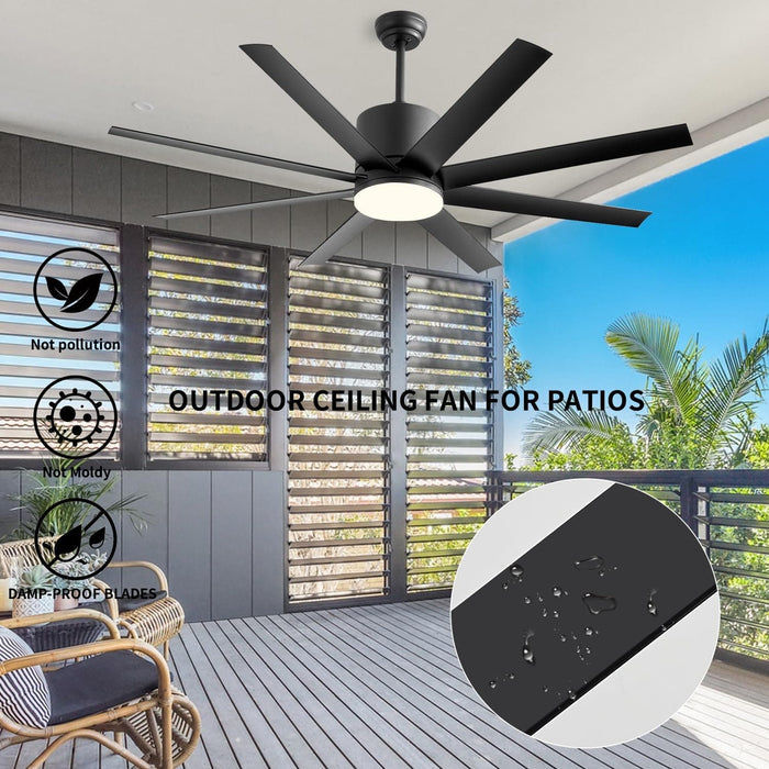 60 in. Modern Ceiling Fan with Light for Bedroom Living Room, Outdoor Ceiling Fans for Patio Porch, 8 Blades Reversible Quiet Ceiling Fans-6-ErisView