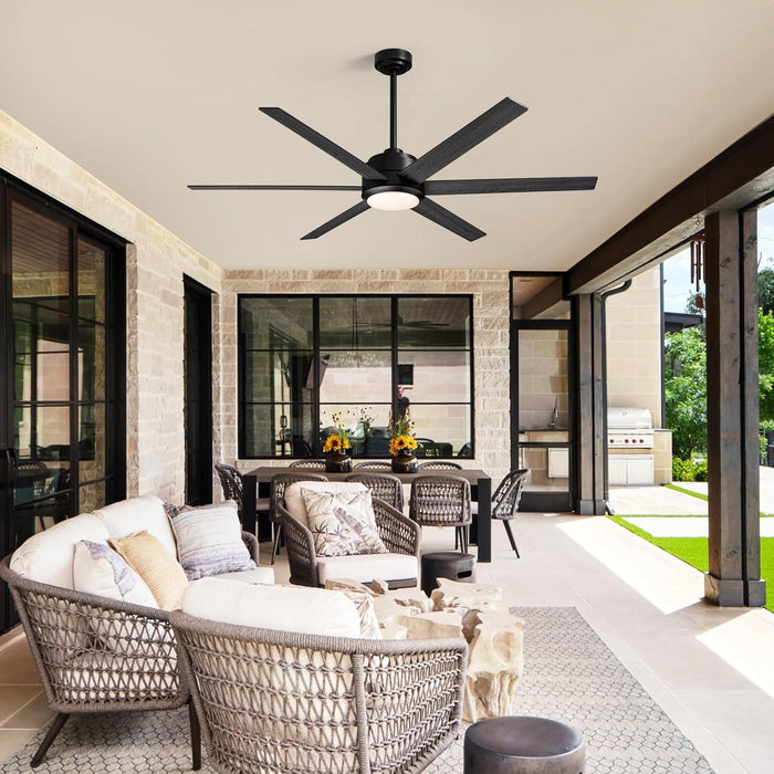 60 in. Modern Ceiling Fan with Lights and Remote APP Control, Black Industrial Ceiling Fans Fandelier for Dining Room Living Room Kitchen-3-ErisView