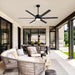 60 in. Modern Ceiling Fan with Lights and Remote APP Control, Black Industrial Ceiling Fans Fandelier for Dining Room Living Room Kitchen-3-ErisView