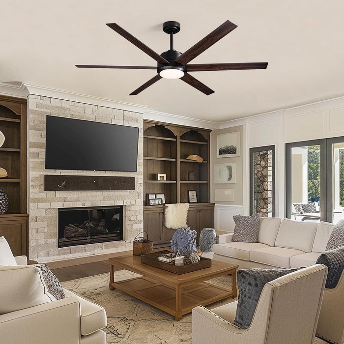 60 in. Modern Ceiling Fan with Lights and Remote APP Control, Black Industrial Ceiling Fans Fandelier for Dining Room Living Room Kitchen-8-ErisView