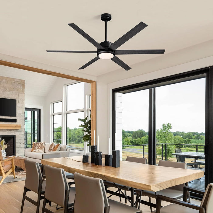 60 in. Modern Ceiling Fan with Lights and Remote APP Control, Black Industrial Ceiling Fans Fandelier for Dining Room Living Room Kitchen-9-ErisView
