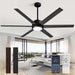 60 in. Modern Ceiling Fan with Lights and Remote APP Control, Black Industrial Ceiling Fans Fandelier for Dining Room Living Room Kitchen-1-ErisView