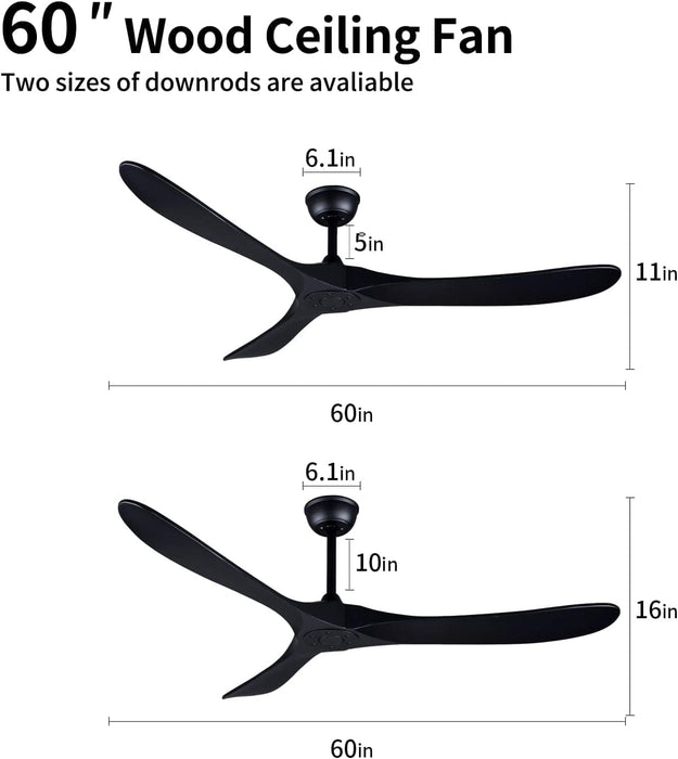 60 in. Modern Ceiling Fans with Light and Remote Control, Indoor Reversible Quiet Ceiling Fans, Energy Efficient Ceiling Fans-10-ErisView