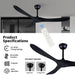 60 in. Modern Ceiling Fans with Light and Remote Control, Indoor Reversible Quiet Ceiling Fans, Energy Efficient Ceiling Fans-14-ErisView