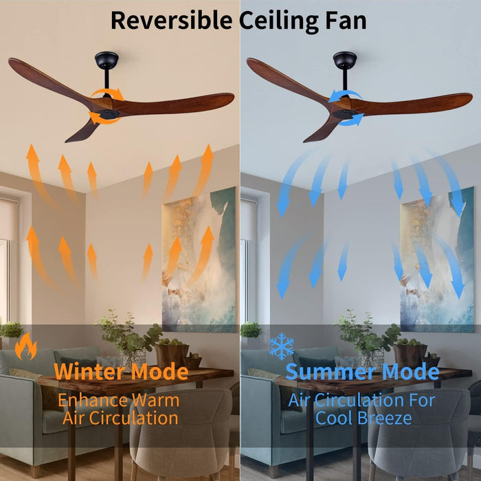 60 in. Modern Ceiling Fans with Light and Remote Control, Indoor Reversible Quiet Ceiling Fans, Energy Efficient Ceiling Fans-23-ErisView