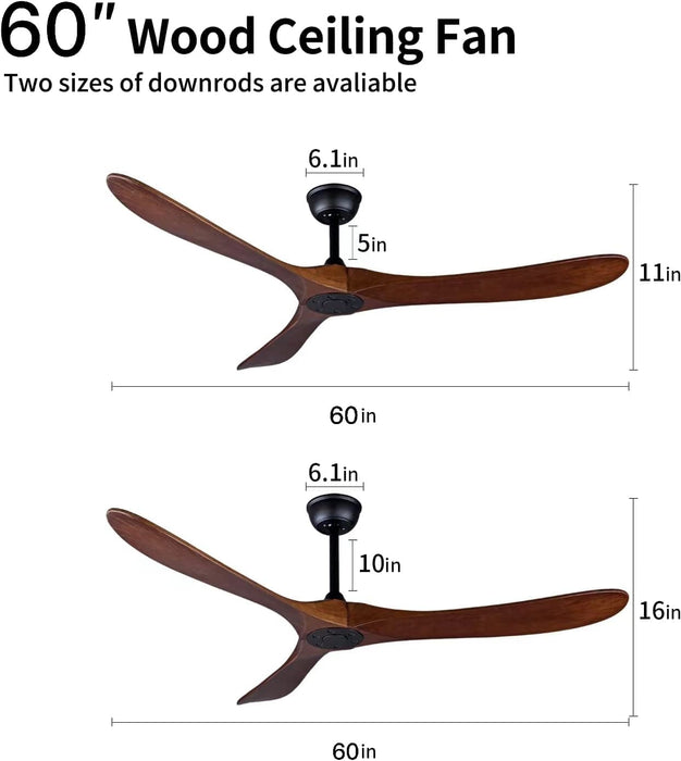 60 in. Modern Ceiling Fans with Light and Remote Control, Indoor Reversible Quiet Ceiling Fans, Energy Efficient Ceiling Fans-25-ErisView