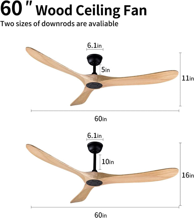 60 in. Modern Ceiling Fans with Light and Remote Control, Indoor Reversible Quiet Ceiling Fans, Energy Efficient Ceiling Fans-2-ErisView