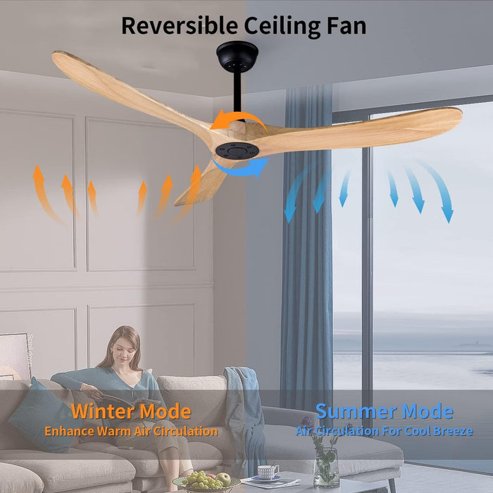 60 in. Modern Ceiling Fans with Light and Remote Control, Indoor Reversible Quiet Ceiling Fans, Energy Efficient Ceiling Fans-3-ErisView