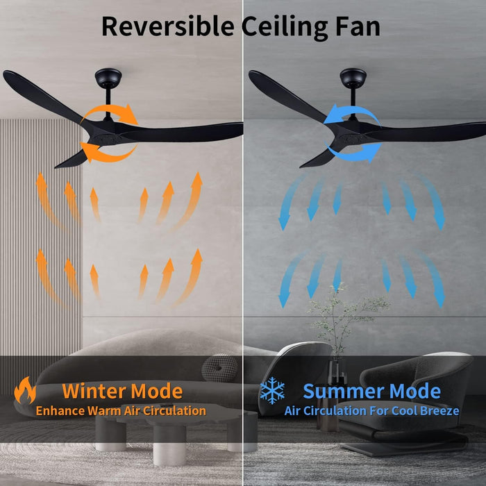 60 in. Modern Ceiling Fans with Light and Remote Control, Indoor Reversible Quiet Ceiling Fans, Energy Efficient Ceiling Fans-9-ErisView