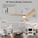 60 in. Modern Remote Control Ceiling Fan and Light, Reversible Quiet Ceiling Fans with LED Light, Indoor Ceiling Fan with Light for Living Room Study Room-3-ErisView