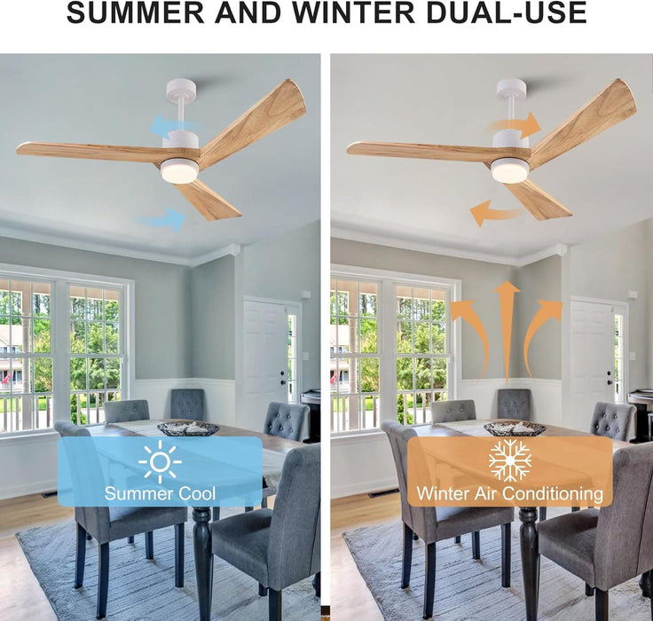 60 in. Modern Remote Control Ceiling Fan and Light, Reversible Quiet Ceiling Fans with LED Light, Indoor Ceiling Fan with Light for Living Room Study Room-4-ErisView