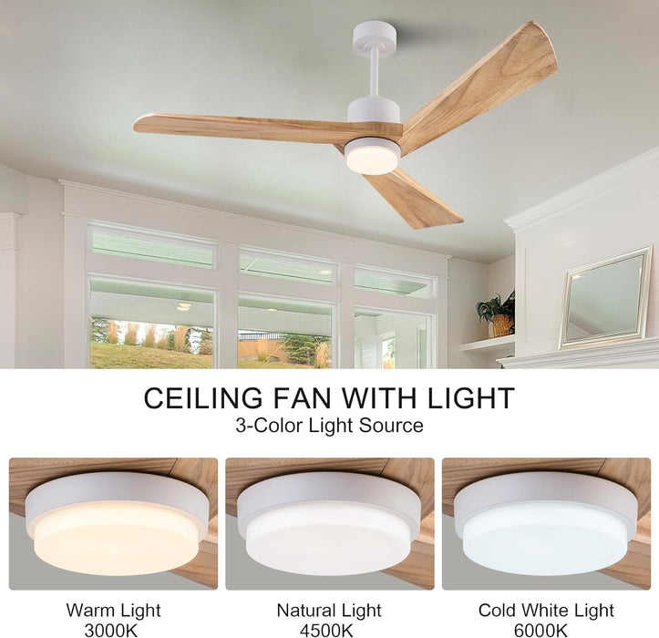 60 in. Modern Remote Control Ceiling Fan and Light, Reversible Quiet Ceiling Fans with LED Light, Indoor Ceiling Fan with Light for Living Room Study Room-5-ErisView