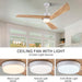 60 in. Modern Remote Control Ceiling Fan and Light, Reversible Quiet Ceiling Fans with LED Light, Indoor Ceiling Fan with Light for Living Room Study Room-5-ErisView