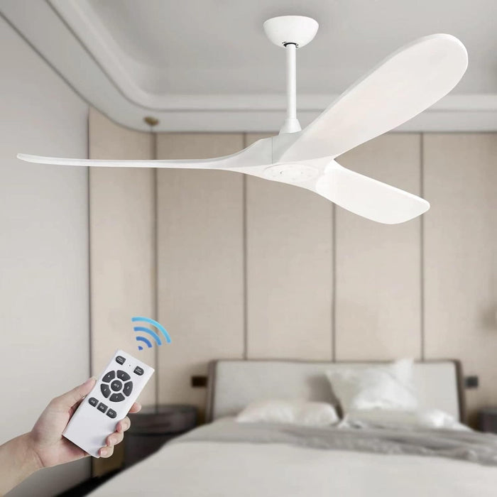 60 in. Modern Reversible Quiet Ceiling Fans and Remote, White Large Ceiling Fan without Lights, Outdoor Fan for Patio-1-ErisView