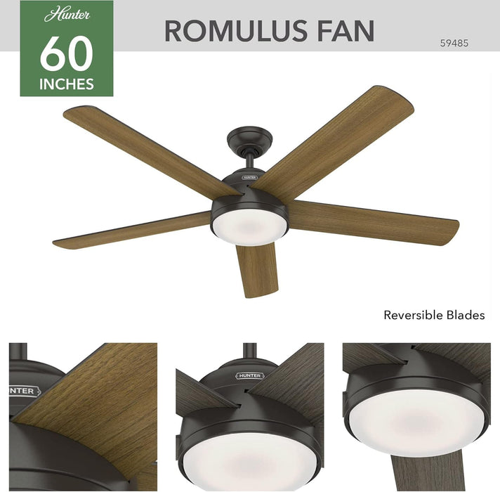 60 in. Noble Bronze Ceiling Fan, Hugger Ceiling Fans, Metal Ceiling Fans-2-ErisView