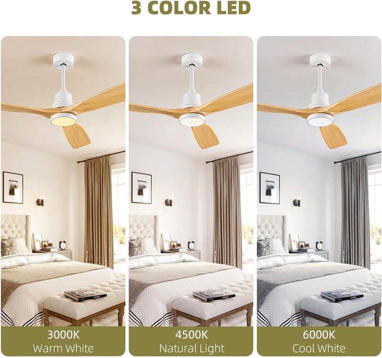 60 in. Outdoor Ceiling Fan with Light, Wood Indoor Outdoor Modern Ceiling Fan with Remote, 3 Blade Ceiling Fan for Patio Bedroom Living Room Kitchen -2-ErisView