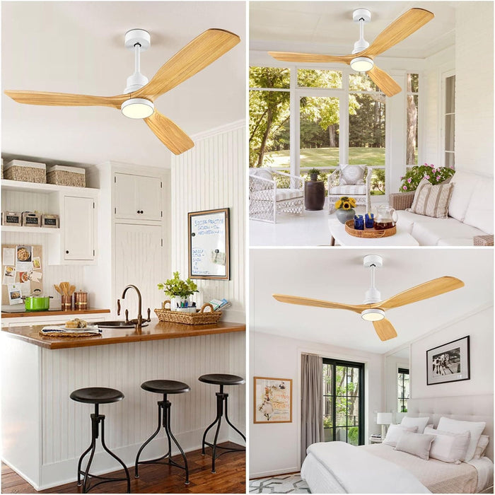 60 in. Outdoor Ceiling Fan with Light, Wood Indoor Outdoor Modern Ceiling Fan with Remote, 3 Blade Ceiling Fan for Patio Bedroom Living Room Kitchen -6-ErisView