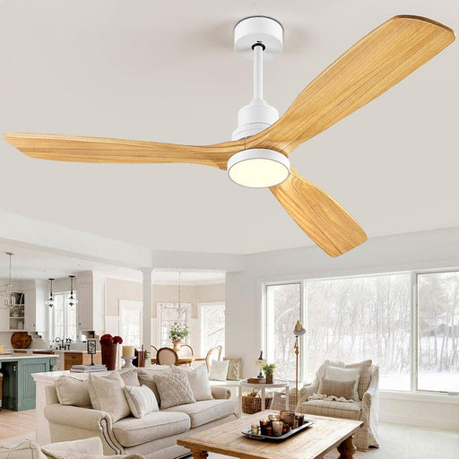 60 in. Outdoor Ceiling Fan with Light, Wood Indoor Outdoor Modern Ceiling Fan with Remote, 3 Blade Ceiling Fan for Patio Bedroom Living Room Kitchen -1-ErisView