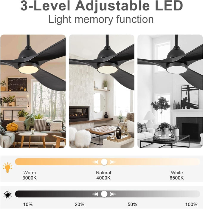 60 in. Outdoor Ceiling Fans, Walnut Wood Reversible Quietest Fan For Sleeping with Remote Control-10-ErisView