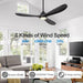 60 in. Outdoor Ceiling Fans, Walnut Wood Reversible Quietest Fan For Sleeping with Remote Control-12-ErisView