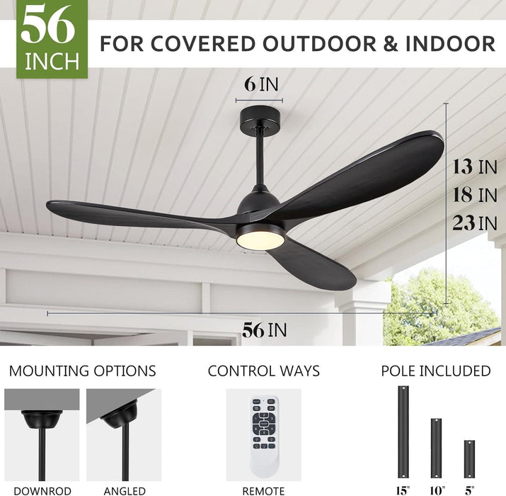 60 in. Outdoor Ceiling Fans, Walnut Wood Reversible Quietest Fan For Sleeping with Remote Control-13-ErisView