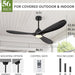 60 in. Outdoor Ceiling Fans, Walnut Wood Reversible Quietest Fan For Sleeping with Remote Control-13-ErisView