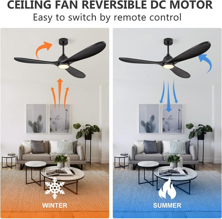 60 in. Outdoor Ceiling Fans, Walnut Wood Reversible Quietest Fan For Sleeping with Remote Control-14-ErisView