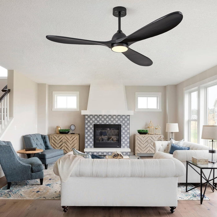 60 in. Outdoor Ceiling Fans, Walnut Wood Reversible Quietest Fan For Sleeping with Remote Control-15-ErisView