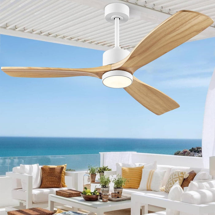 60 in. Outdoor Ceiling Fans, Walnut Wood Reversible Quietest Fan For Sleeping with Remote Control-16-ErisView