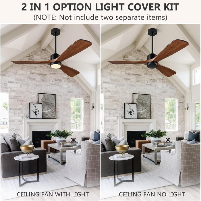 60 in. Outdoor Ceiling Fans, Walnut Wood Reversible Quietest Fan For Sleeping with Remote Control-2-ErisView