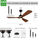 60 in. Outdoor Ceiling Fans, Walnut Wood Reversible Quietest Fan For Sleeping with Remote Control-6-ErisView