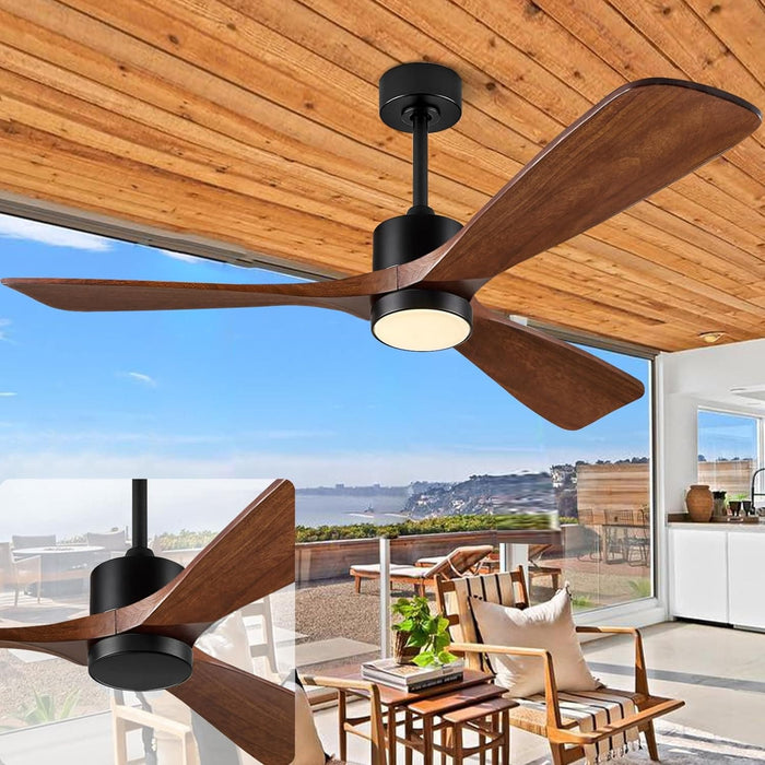 60 in. Outdoor Ceiling Fans, Walnut Wood Reversible Quietest Fan For Sleeping with Remote Control-1-ErisView