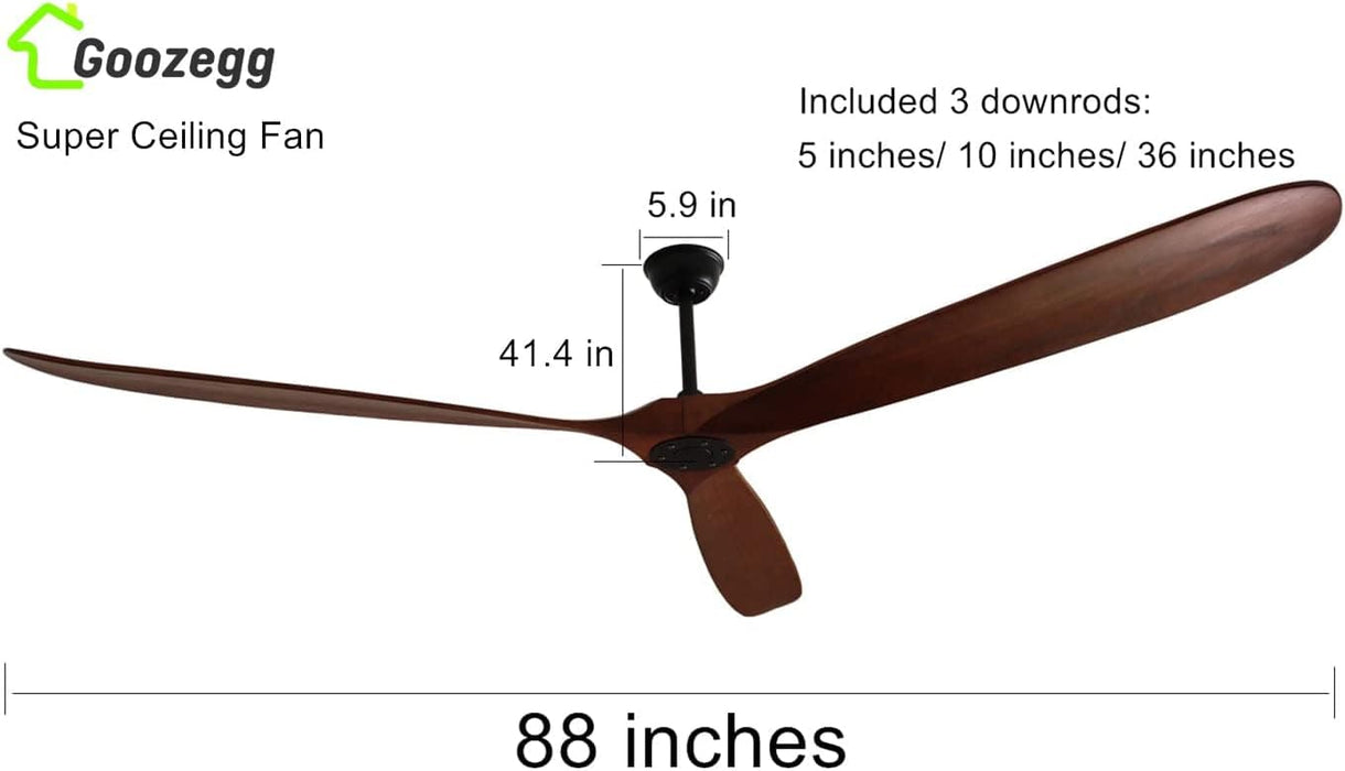 60 in. Outdoor Ceiling Fans with Remote, 3 Blade Ceiling Fan, Elegant Ceiling Fans, Dark Walnut Wood Black Outdoor Fan-11-ErisView