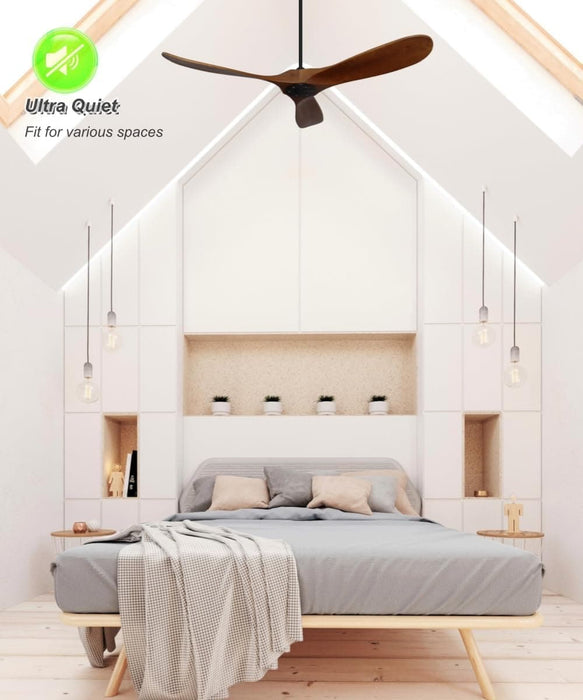 60 in. Outdoor Ceiling Fans with Remote, 3 Blade Ceiling Fan, Elegant Ceiling Fans, Dark Walnut Wood Black Outdoor Fan-19-ErisView