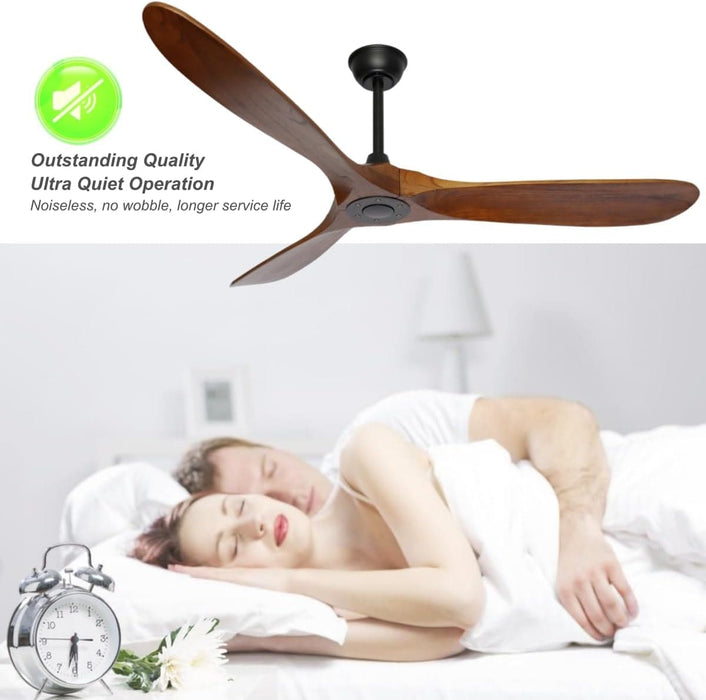 60 in. Outdoor Ceiling Fans with Remote, 3 Blade Ceiling Fan, Elegant Ceiling Fans, Dark Walnut Wood Black Outdoor Fan-4-ErisView