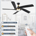 60 in. Remote Control Ceiling Fan and Light, 5 Blades Modern Large Ceiling Fan for Living Room Bedroom Dining Room, Outdoor Fan for Patio-2-ErisView