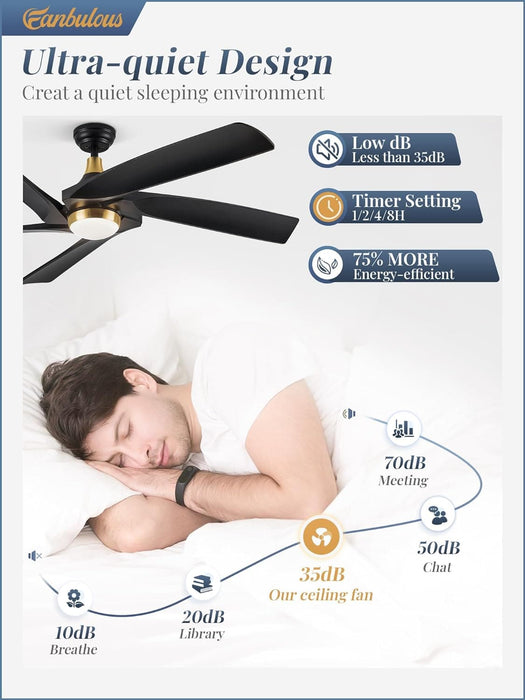 60 in. Remote Control Ceiling Fan and Light, 5 Blades Modern Large Ceiling Fan for Living Room Bedroom Dining Room, Outdoor Fan for Patio-5-ErisView