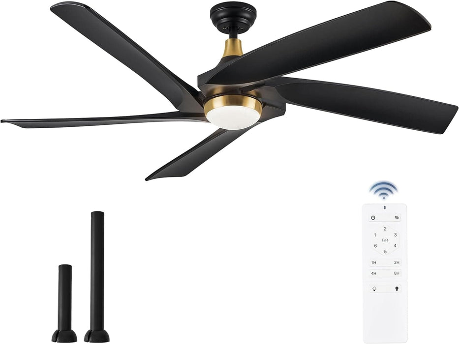 60 in. Remote Control Ceiling Fan and Light, 5 Blades Modern Large Ceiling Fan for Living Room Bedroom Dining Room, Outdoor Fan for Patio-8-ErisView