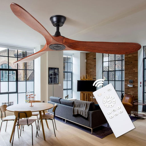 60 in. Reversible Ceiling Fan for Living Room Bedroom, Wood Ceiling Fan NO Light with Remote, Outdoor Fan for Patio -1-ErisView