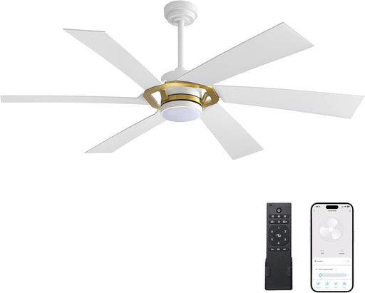 60 in. Smart Outdoor Fans with Lights, Plastic Reversible Ceiling Fan with APP Remote Voice Control, Dimmable LED Brass Ceiling Fan-1-ErisView