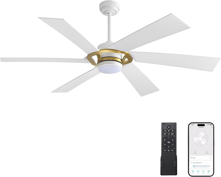 60 in. Smart Outdoor Fans with Lights, Plastic Reversible Ceiling Fan with APP Remote Voice Control, Dimmable LED Brass Ceiling Fan-1-ErisView