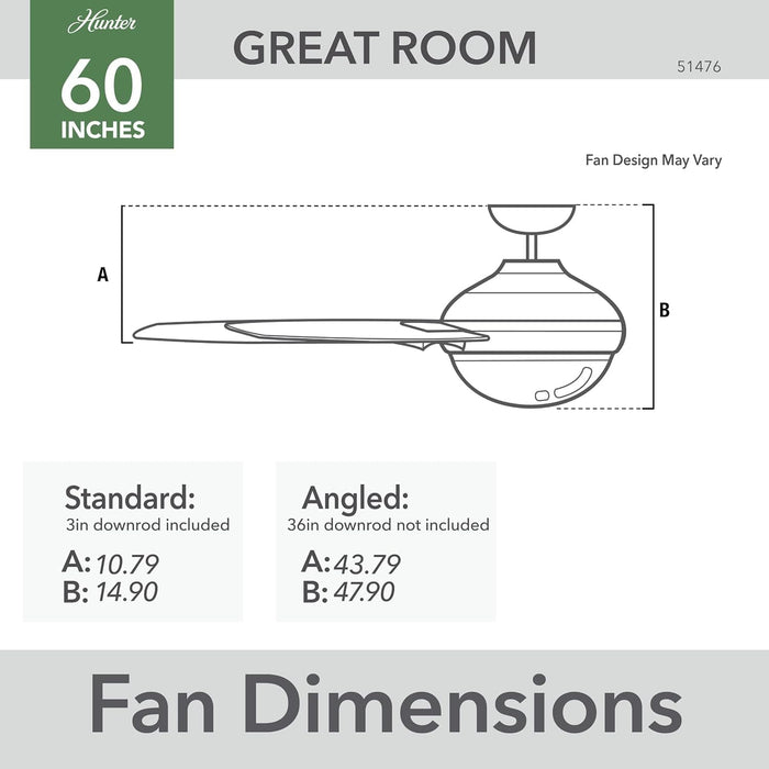 60 in. White Ceiling Fan, Ceiling Hugger Ceiling Fans, 6 Blade Ceiling Fan-8-ErisView