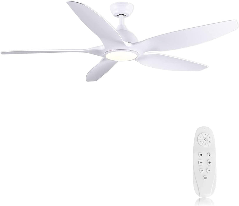 60 in. White Ceiling Fan with Light and Remote, Large Modern Reversible Quietest Fan For Sleeping for Kitchen Bedroom Living Room-1-ErisView