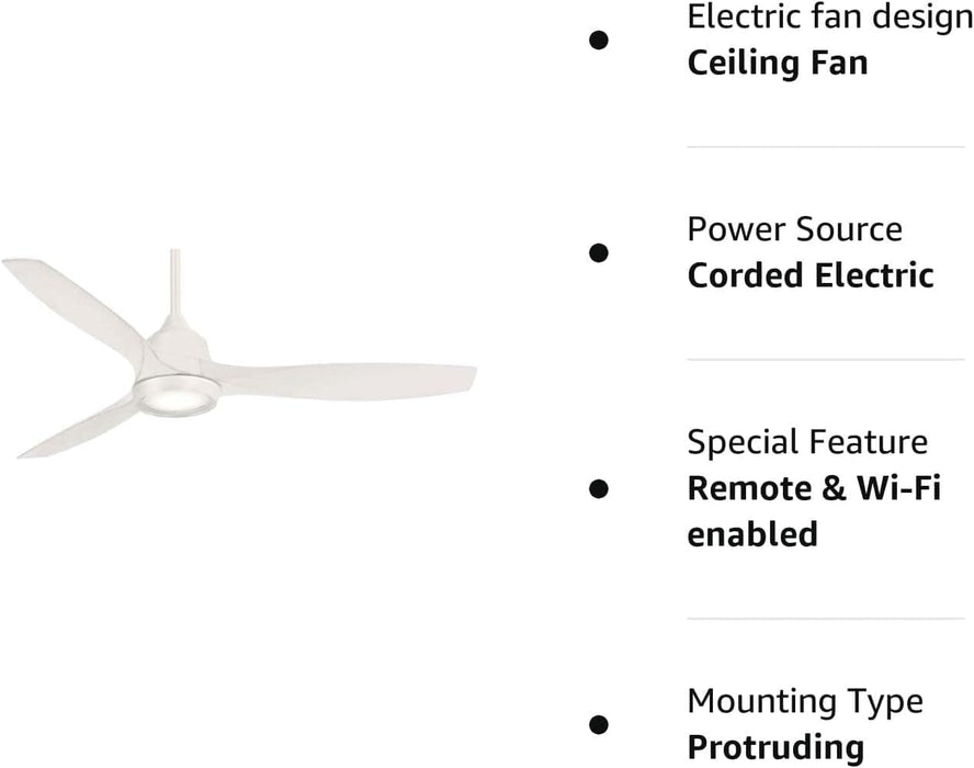 60 in. White LED Ceiling Fan with Carved Wood Blades, Recessed Ceiling Fan, Unusual Ceiling Fans-10-ErisView