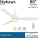60 in. White LED Ceiling Fan with Carved Wood Blades, Recessed Ceiling Fan, Unusual Ceiling Fans-4-ErisView