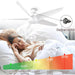 60 in. White Modern Ceiling Fan with Light and Remote, Reversible Quiet Ceiling Fans, Dimmable Modern Ceiling Fan for Bedroom Living Room Office Kitchen-6-ErisView
