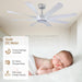 60 in. White Smart Ceiling Fan with Light and Remote Control, Large Modern Reversible Quiet Ceiling Fans for Living Room-3-ErisView