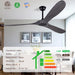 60 in. Wood Black Ceiling Fans without Lights, Modern Smart Reversible Ceiling Fan for Indoor Outdoor Use-10-ErisView